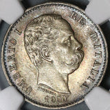 1900 NGC MS 65 Italy 1 Lira Umberto I Silver Mint State Coin (20111202C)