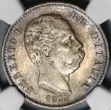 1900 NGC MS 65 Italy 1 Lira Umberto I Silver Mint State Coin (20111202C)