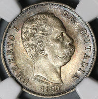 1900 NGC MS 65 Italy 1 Lira Umberto I Silver Mint State Coin (20111202C)