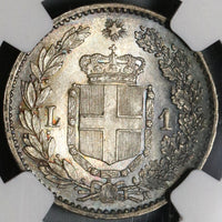 1900 NGC MS 65 Italy 1 Lira Umberto I Silver Mint State Coin (20111202C)