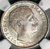 1901 NGC MS 66 Italy Lira Gem Mint State Silver Imperial Eagle Rome Coin POP 3/0 (21082501D)