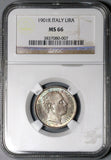 1901 NGC MS 66 Italy Lira Gem Mint State Silver Imperial Eagle Rome Coin POP 3/0 (21082501D)