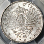 1907 PCGS MS 64 Italy 1 Lira Silver Mint State Savoy Eagle Coin (21012304D)