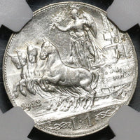 1912 NGC MS 63 Italy 1 Lira Horses & Chariot Silver Mint State Coin (20050502C)