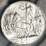 1912 PCGS MS 63 Italy 1 Lira Horses & Chariot Silver Mint State Coin (21080703C)