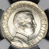 1913 NGC MS 65 Italy 1 Lira Horses & Chariot Silver Mint State Coin (21042002C)