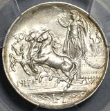 1917 PCGS MS 64 Italy 1 Lira Horses Chariot Silver Mint State Coin (22090501C)
