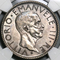 1928 NGC MS 62 Italy 20 Lire Victor Emanuele III Italia Silver Coin (21102502C)