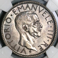 1928 NGC MS 62 Italy 20 Lire Victor Emanuele III Italia Silver Coin (21102502C)