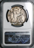 1928 NGC MS 62 Italy 20 Lire Victor Emanuele III Italia Silver Coin (21102502C)