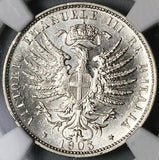 1903-R NGC MS 63 Italy 25 Centesimi Savoy Eagle Mint State Coin (22101302C)