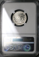 1903-R NGC MS 63 Italy 25 Centesimi Savoy Eagle Mint State Coin (22101302C)