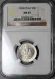 1903-R NGC MS 63 Italy 25 Centesimi Savoy Eagle Mint State Coin (22101302C)