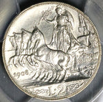 1908 PCGS AU 55 Italy 2 Lire Horses Chariot Silver Coin (22090402D)