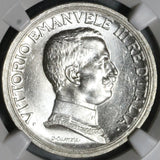1914 NGC MS 64 Italy 2 Lire Horses & Chariot Mint State Silver Coin (20050902C)