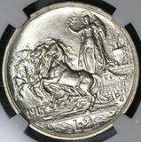 1915 NGC MS 63 Italy 2 Lire Horses Chariot Silver Mint State Coin (21053103C)