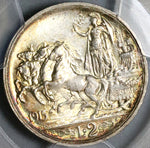 1915 PCGS MS 64 Italy 2 Lire Horses Chariot Silver Mint State Coin (22081901D)