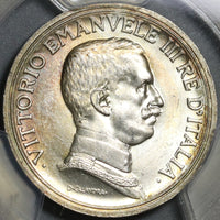 1916 PCGS MS 64+ Italy 2 Lire Horses & Chariot Silver Mint State Coin (21042902D)