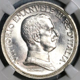 1917 NGC MS 63 Italy 2 Lire Horses Chariot Silver Mint State Key Coin (23041203C)