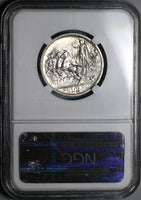 1917 NGC MS 63 Italy 2 Lire Horses Chariot Silver Mint State Key Coin (23041203C)