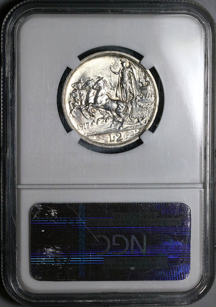 1916 イタリア 2リラ 銀貨 NGC MS63 アンティーク 1917 NGC MS 63 Italy 2 Lire Horses Chariot Silver Mint State