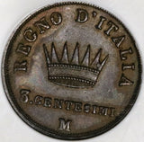 1811-M NGC XF 45 Napoleon 3 Centesimi Italy Kingdom France Coin (21010102C)