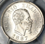 1867-M PCGS MS 64 Italy 50 Centesimi Silver Milan Mint State Coin (21020102C)