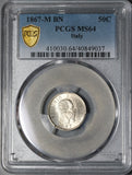 1867-M PCGS MS 64 Italy 50 Centesimi Silver Milan Mint State Coin (21020102C)