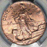 1918 PCGS MS 65 Italy 5 Centesimi Woman Ship BU WWI Coin POP 2/1 (21042904C)