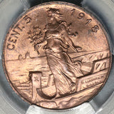 1918 PCGS MS 65 Italy 5 Centesimi Woman Ship BU WWI Coin POP 2/1 (21042904C)