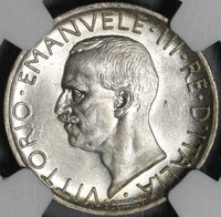 1926 NGC MS 64 Italy 5 Lire Eagle Fascis Silver Mint State Key Coin (21030102C)