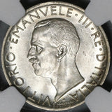 1926 NGC MS 64 Italy 5 Lire Eagle Fascis Silver Mint State Key Coin (21030102C)