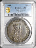 1685 PCGS AU 55 Livorno Tollero Piastre Cosimo Medici Tuscany Silver Crown Coin POP 1/0 (23030602C)