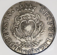 1749 NGC VF 30 Lucca Scudo Italy State Republic Crown Silver Coin (20020104C)