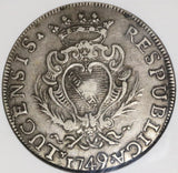 1749 NGC VF 30 Lucca Scudo Italy State Republic Crown Silver Coin (20020104C)