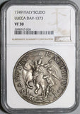 1749 NGC VF 30 Lucca Scudo Italy State Republic Crown Silver Coin (20020104C)