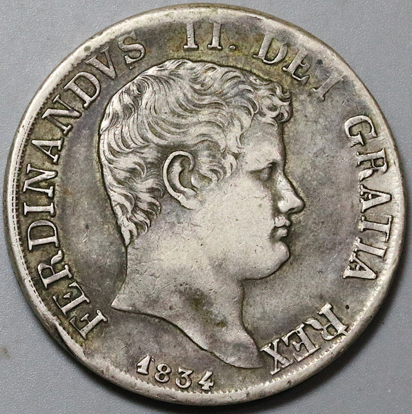 1834 Naples 120 Grana XF Ferdinand II Italy State Silver Coin (23122608R)