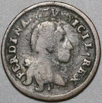 1791 Naples Sicily 1 Tornese Italy States Ferdinando IV Copper Coin (22100402R)