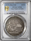1735 PCGS VF 20 Naples 120 Grana River God Volcano Italy Silver Coin (20020702C)