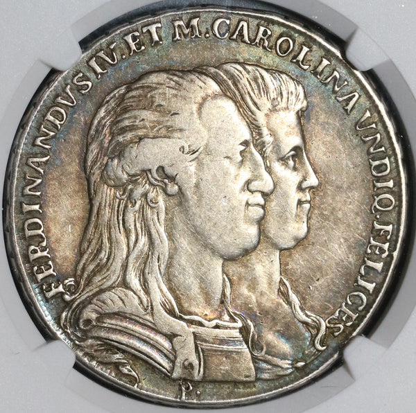 1791 NGC XF 40 Naples Zodiac Piastra 120 Grana Italy Silver
