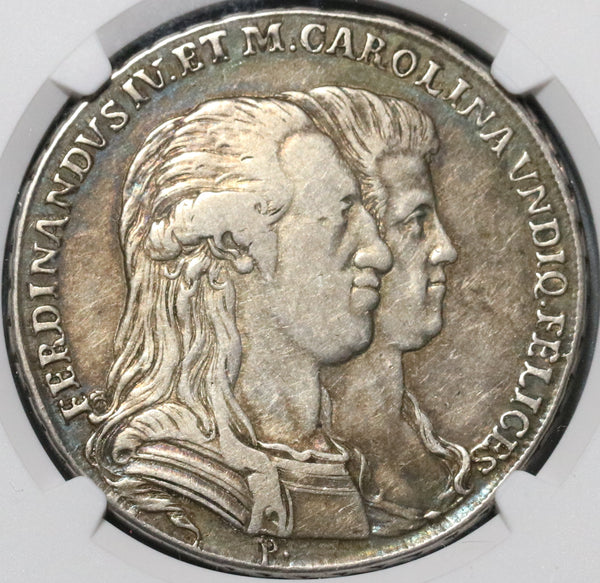 1791 NGC XF 40 Naples Zodiac Piastra 120 Grana Italy Silver