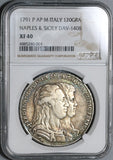 1791 NGC XF 40 Naples Zodiac Piastra 120 Grana Italy Silver Commemorative Coin (19120101C)
