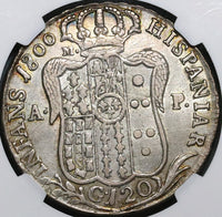 1800 NGC XF 45 Naples 120 Grana Ferdinand IV Italy State Silver Coin POP 1/0 (22071902C)