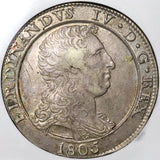 1805 NGC XF 45 Naples Sicily 120 Grana Italy Crown Silver Coin (22050902C)