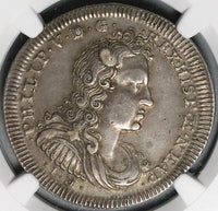 1702 NGC XF 45 Naples Sicily 1/2 Ducato Sunface Globe Philip V Spain Silver Coin POP 2/1 (22041403C)