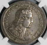 1702 NGC XF 45 Naples Sicily 1/2 Ducato Sunface Globe Philip V Spain Silver Coin POP 2/1 (22041403C)