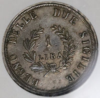 1813 NGC XF 40 Naples Sicily Murat Napoleon 1 Lira French Occupation Silver Coin (22012801C)