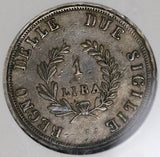1813 NGC XF 40 Naples Sicily Murat Napoleon 1 Lira French Occupation Silver Coin (22012801C)
