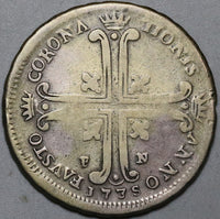 1735-FN Sicily 6 Tari Charles Bourbon Coronation Italy State Rare Silver Coin (23122606R)