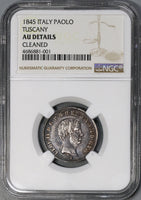 1845 NGC AU Tuscany Paolo Italy State Silver Coin (18061303C)